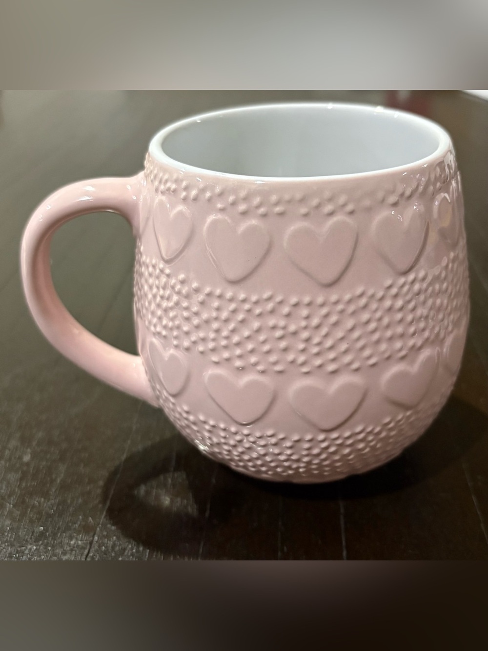 Light Pink Heart Embossed Mug
